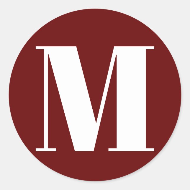 Sticker Rond Personnaliser monogramme nombre initial bordeaux b (Devant)