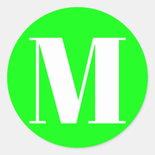 Sticker Rond Personnaliser monogramme nombre initial néon vert