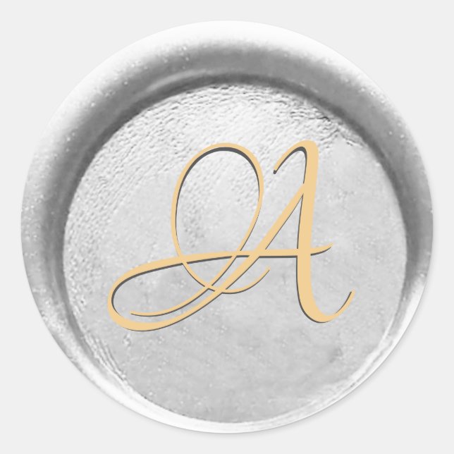 Sticker Rond *~* PERSONNALISER Monogramme Sceau de cire d'argen (Devant)