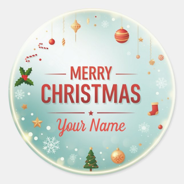 Sticker Rond Personnaliser "Nom" Mery Noël (Devant)