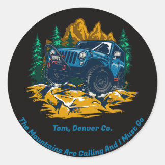 Sticker Rond Personnaliser Quatre Roues Motrices Les Montagnes