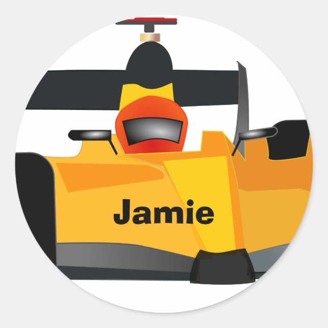 Sticker Rond Personnaliser Race Car Cadeaux de fête d'anniversa (Devant)