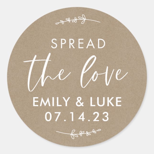 Sticker Rond Personnaliser Répandre l'amour Mariage Jam Favor (Devant)