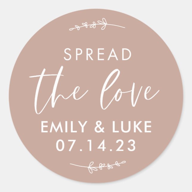 Sticker Rond Personnaliser Répandre l'amour Mariage Jam Favor (Devant)