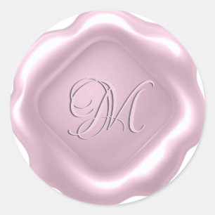 Sticker Rond *~* PERSONNALISER : Sceau d'or ROSE de monogramme