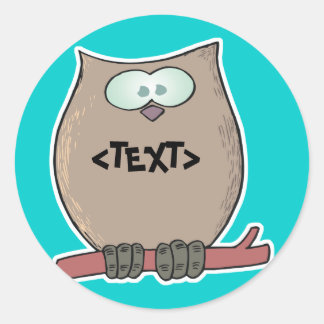 Sticker Rond Personnaliser un hibou,<TEXT>