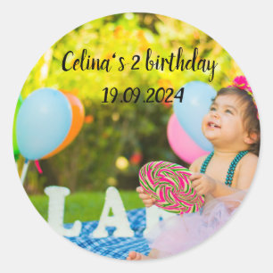 Sticker Rond Personnaliser votre bébé photo d'anniversaire