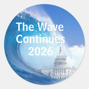 Sticker Rond Personnalisez Blue Wave Élection 2026