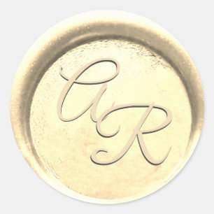 Sticker Rond *~* PERSONNALISEZ Élégant Mariage à la Cire Dorée