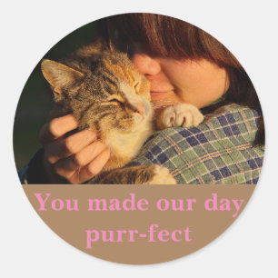 Sticker Rond Personnalisez l'anniversaire de Chat merci