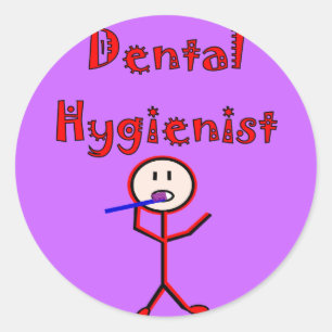 Sticker Rond Personne de bâton d'hygiéniste dentaire avec la