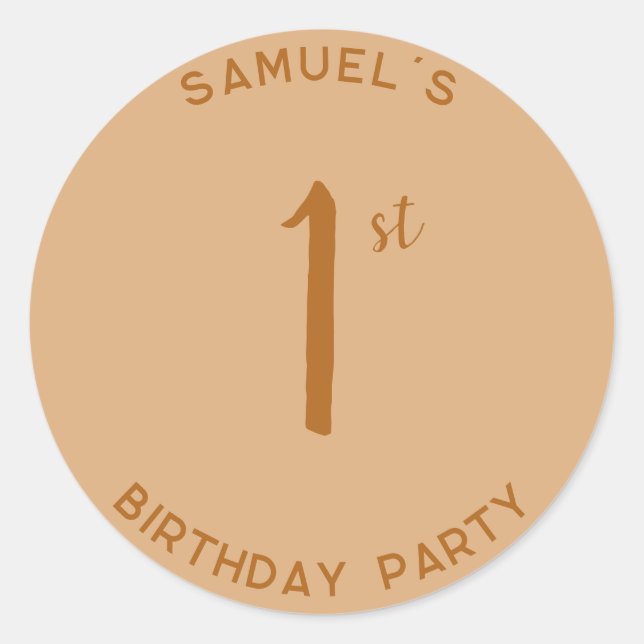 Sticker Rond Personnel 1er anniversaire fête Premier anniversai (Devant)