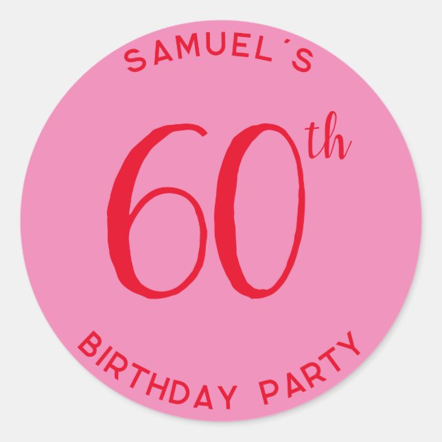 Sticker Rond Personnelle 60e anniversaire fête moderne (Devant)