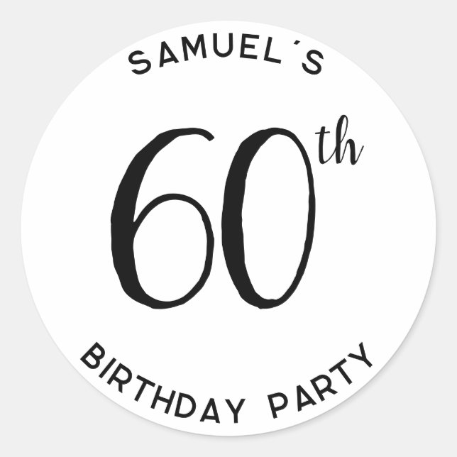 Sticker Rond Personnelle 60e anniversaire fête moderne (Devant)