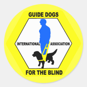 STICKER ROND PERSONNES AVEUGLES DE CHIENS DE GUIDE