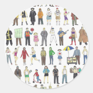 Sticker Rond Personnes de New York City Humans Citoyens