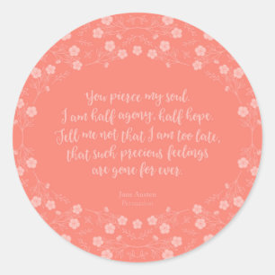 Sticker Rond Persuasion florale Jane Austen de citation de