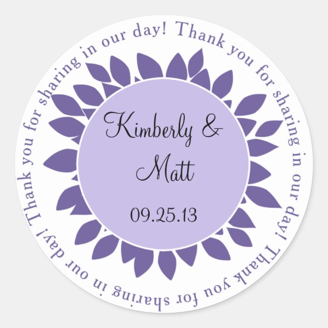Sticker Rond Pétales de fleurs violettes de lavande de mariage  (Devant)
