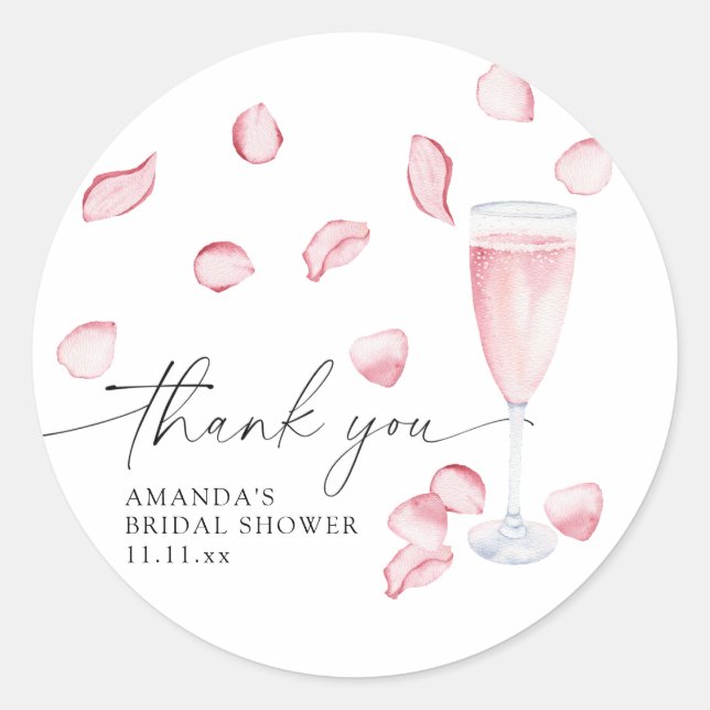 Sticker Rond Pétales et Procuco - merci la douche nuptiale (Devant)