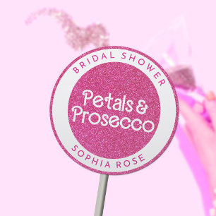 Sticker Rond Pétales & Prosecco Arche florale Bohème Baby Showe
