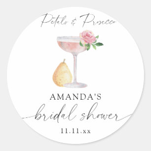 Sticker Rond Pétales & Prosecco - douche de mariée