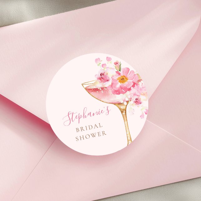 Sticker Rond Pétales roses et Fête des mariées Florale de Prose (Créateur téléchargé)