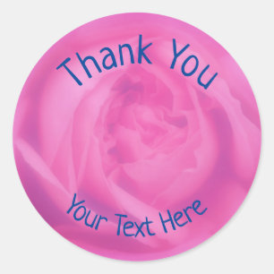 Sticker Rond Pétales roses Merci de fleurs Personnalisé