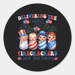 Sticker Rond Pétards coupe 4 juillet de la main-d'oeuvre
