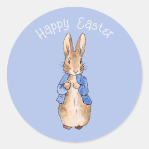 Sticker Rond Peter le lapin Joyeux salut de Pâques