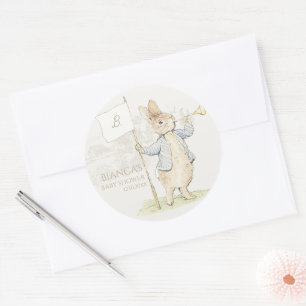 Sticker Rond Peter le lapin Un Baby shower lapin