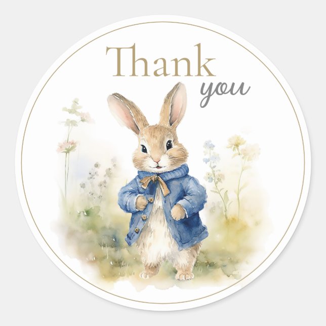 Sticker Rond Peter Le Rabbit Aquarelle Anniversaire (Devant)