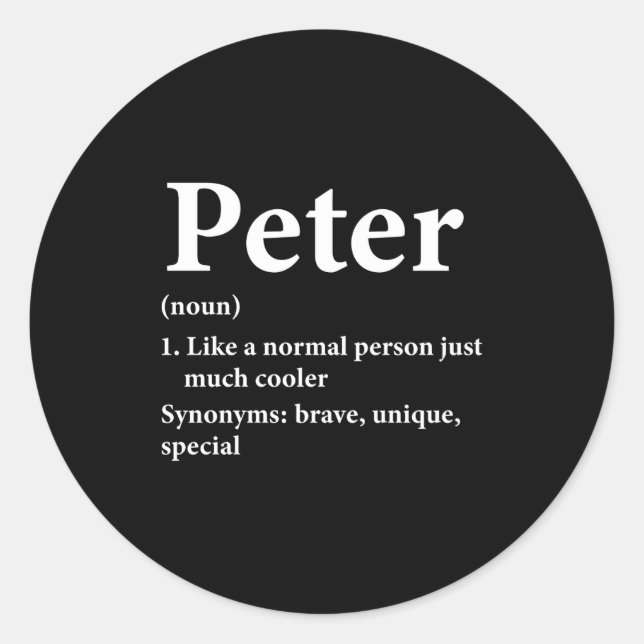 Sticker Rond Peter Name Definition Funny D  (Devant)