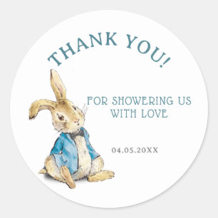 Sticker Rond Peter Rabbit Baby shower Merci Favoriser
