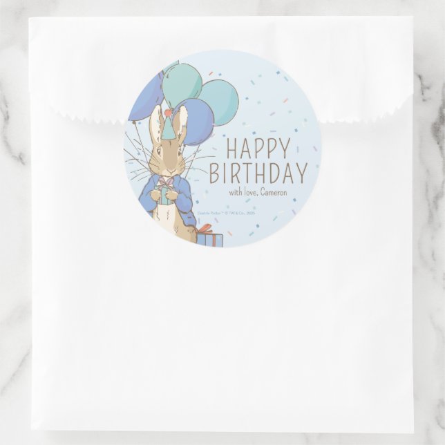 Sticker Rond Peter Rabbit | Joyeux anniversaire de (Sac)