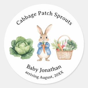 Sticker Rond Peter Rabbit Veggie Panier Baby shower Favoriser