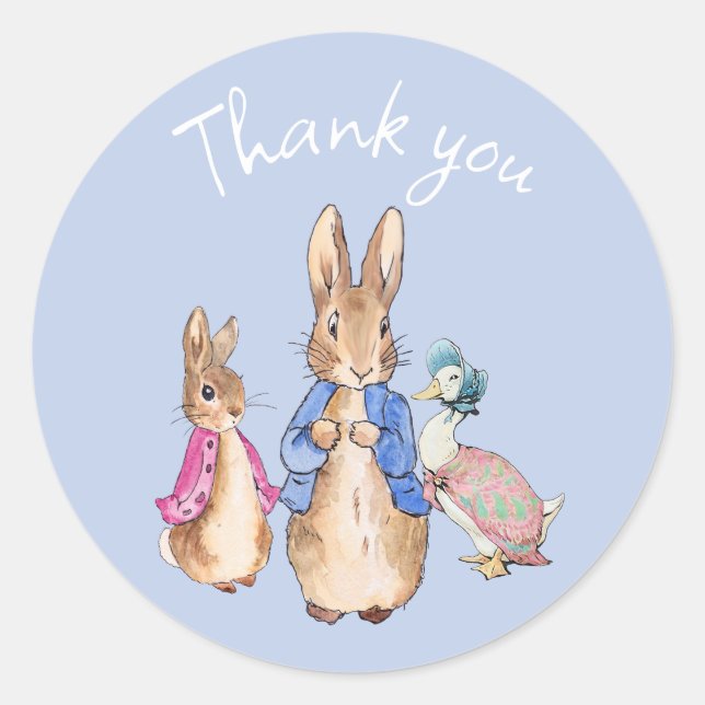 Sticker Rond Peter the Rabbit Flopsy Jemima Merci (Devant)