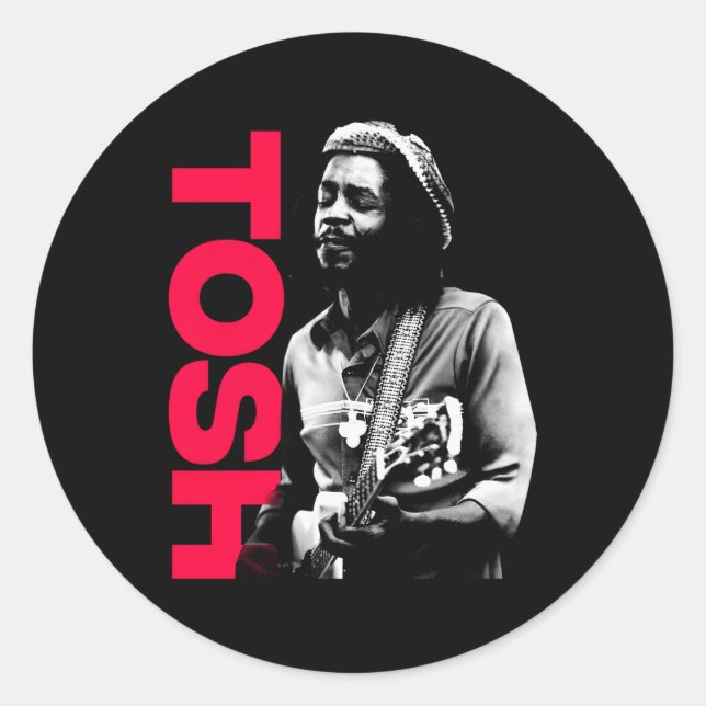 Sticker Rond Peter Tosh Avec Guitare Adrian Boot Photo (Devant)
