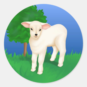 Sticker Rond Petit agneau