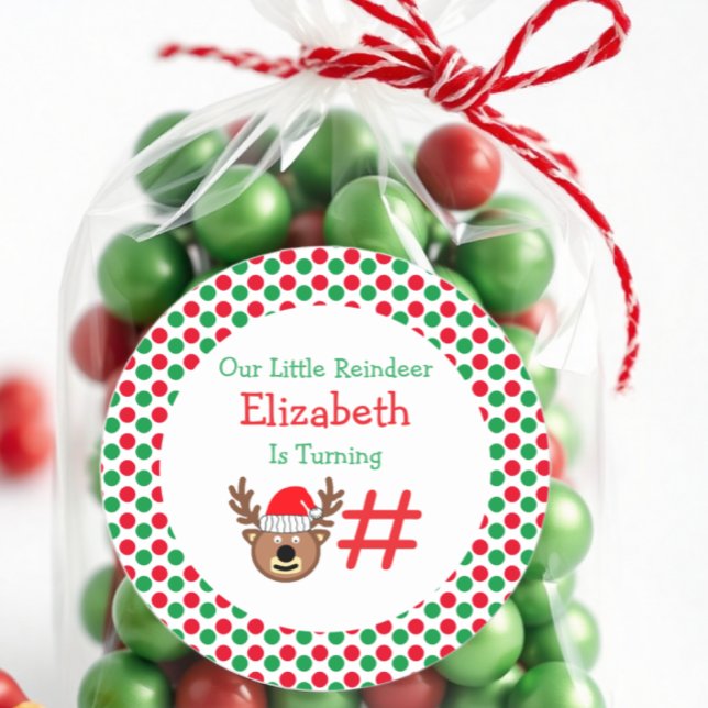 Sticker Rond Petit Anniversaire de enfant Reindeer (Créateur téléchargé)