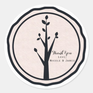 Sticker Rond Petit Arbre Rustique Nature Mariage Personnalisé F