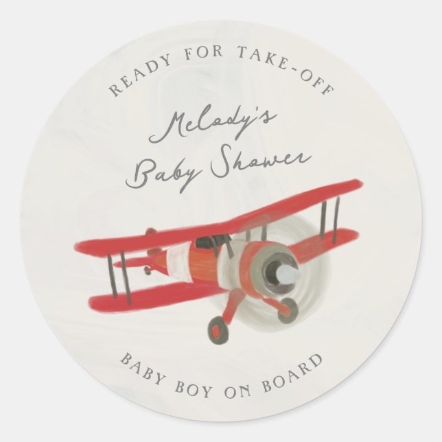 Sticker Rond Petit Baby shower Aviator (Devant)