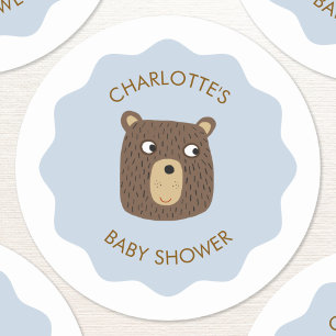 Sticker Rond Petit Baby shower Bear Cub Personnalisé