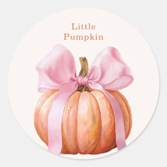 Sticker Rond Petit Baby shower Citrouille - Chute de Bow Rose (Devant)