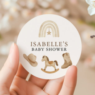 Sticker Rond Petit Baby shower Cowboy