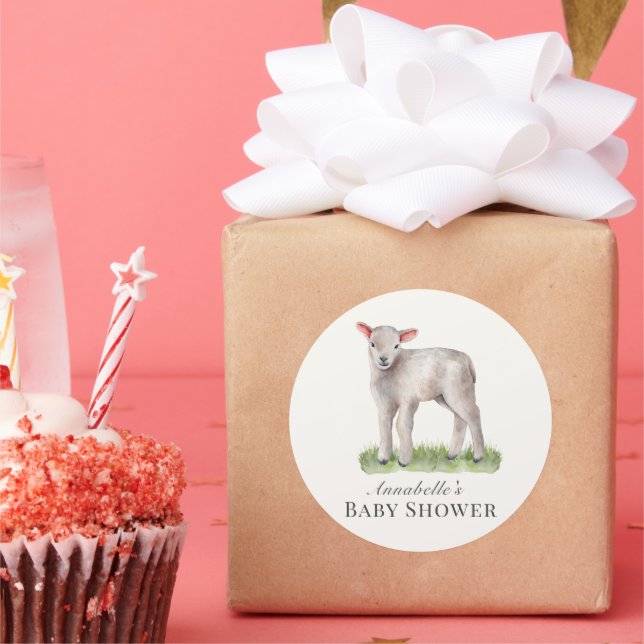 Sticker Rond Petit Baby shower d'agneau (Fête)