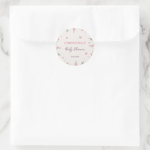 Sticker Rond Petit Baby shower d'aquarelle papillon