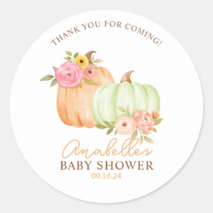 Sticker Rond Petit Baby shower d'automne Citrouille Personnalis