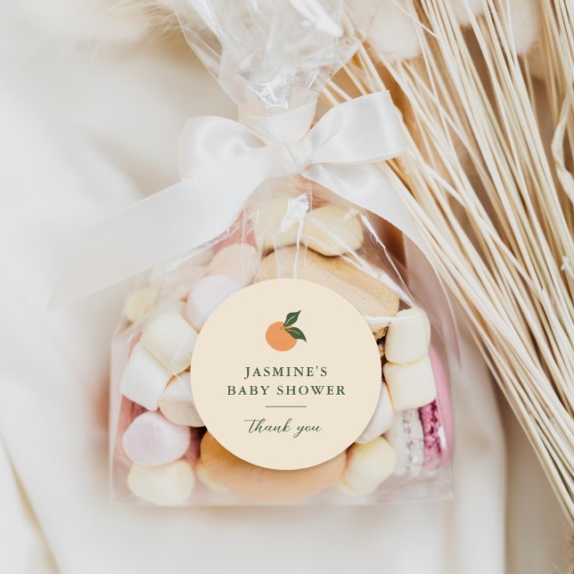 Sticker Rond Petit Baby shower de Citrus orange Cutie (Créateur téléchargé)
