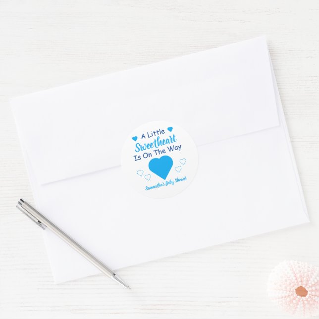 Sticker Rond Petit Baby shower de coeur (Enveloppe)