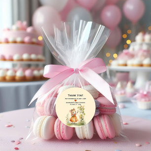 Sticker Rond Petit Baby shower de fille de petite souris